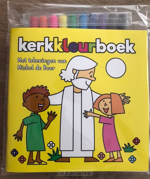 Kerkkleurboek GEEL met 10 stiften