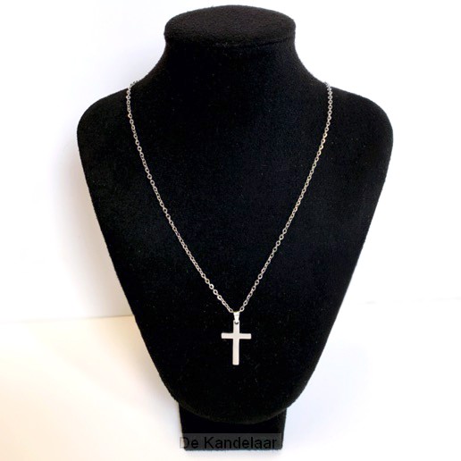Ketting kruisje 2,5cm zilver