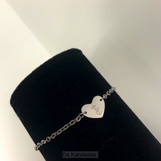 Armband hartje geloof hoop liefde zilver