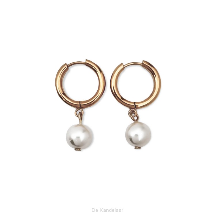 Oorbel ring parel goud