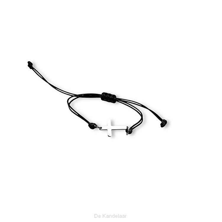 Touwarmband kruisje  bruin