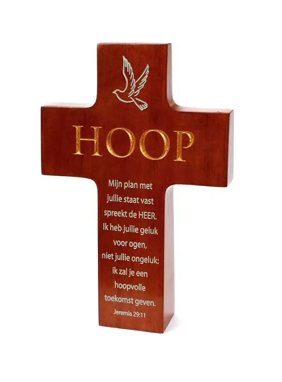 Kruis hout hoop staand 16.4x11x2.6cm