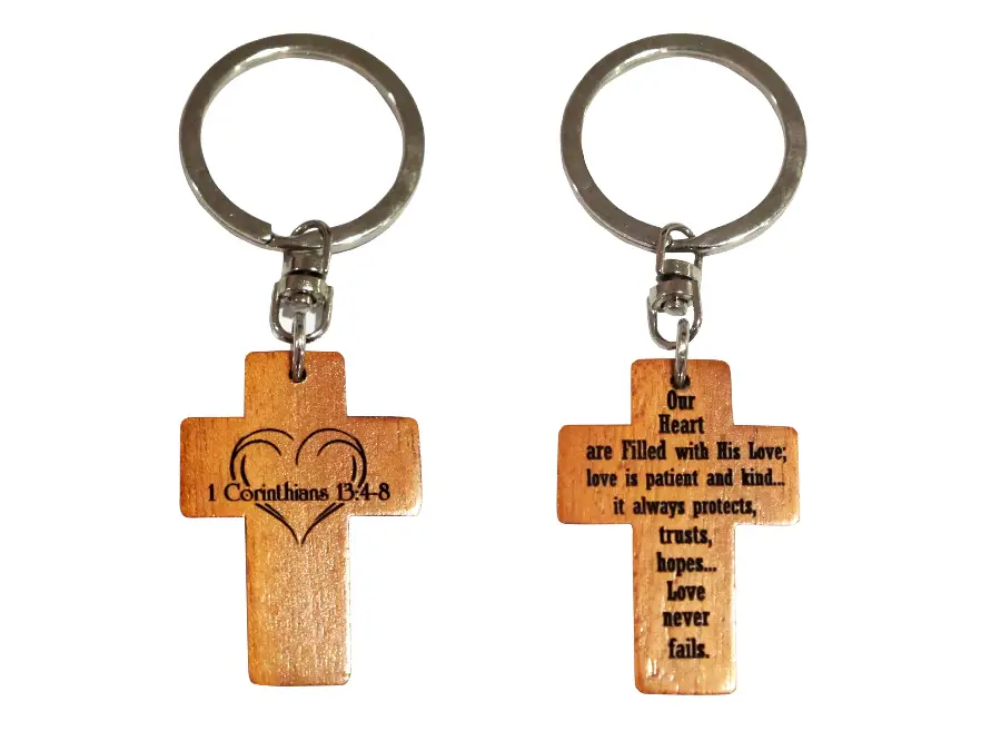Keyring 2 sided cross cross 1 Cor 13