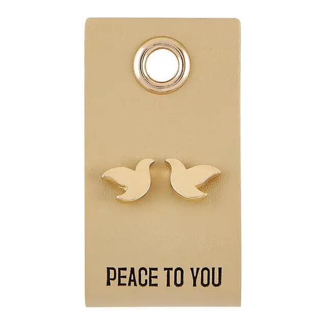 Leather Tag Earring Dove Peace to you
