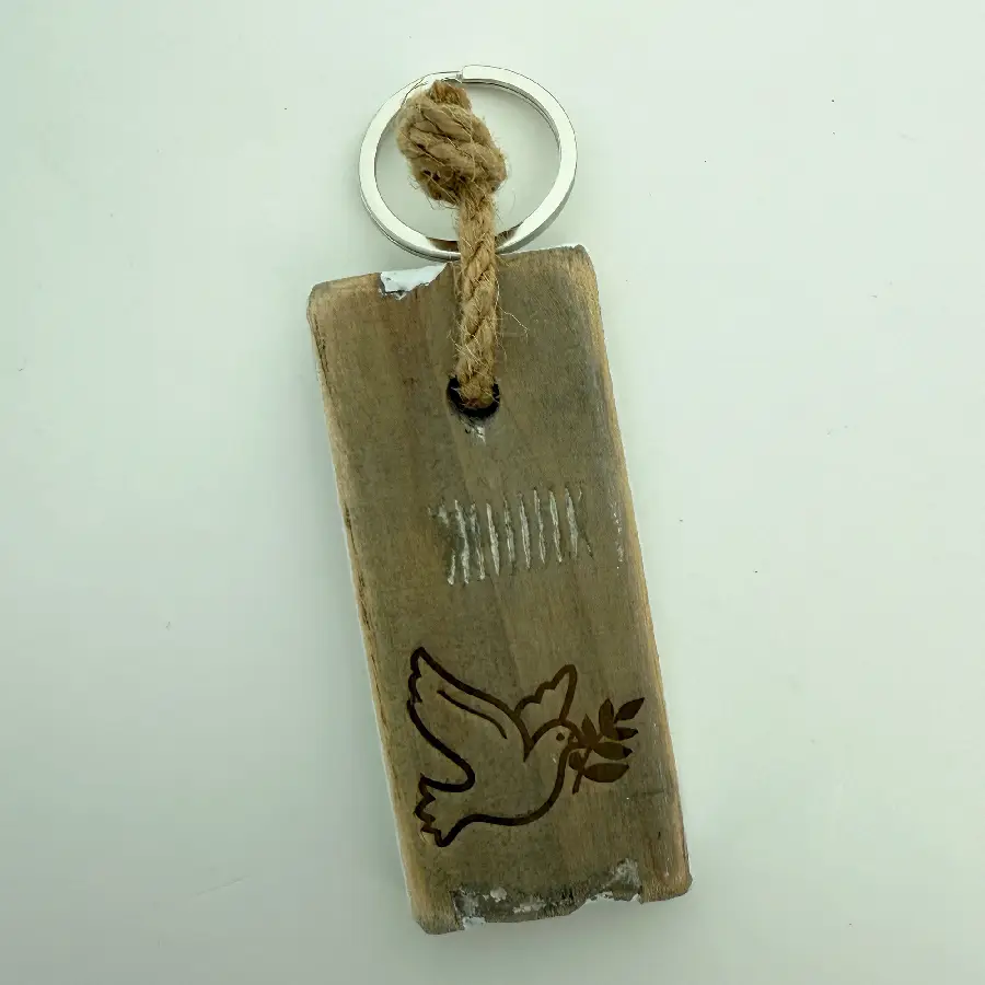 Houten Sleutelhanger Duif