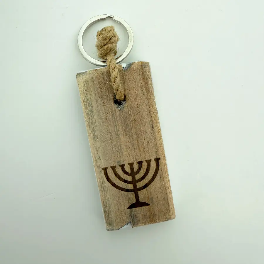 Houten Sleutelhanger Menorah