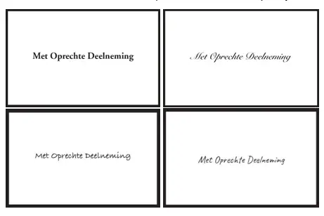 4 rouwkaartjes + envelop