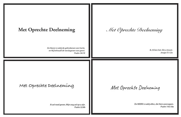 4 rouwkaartjes + envelop