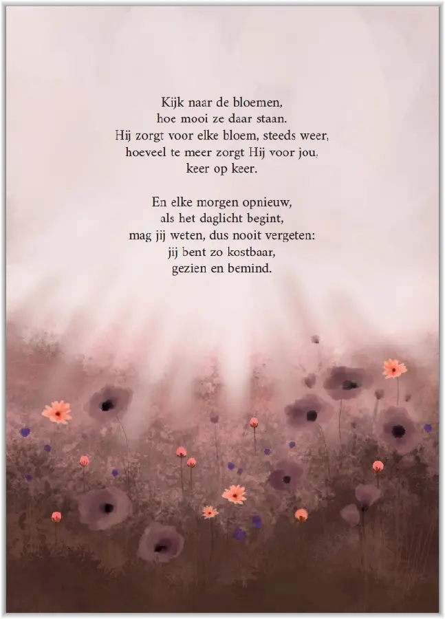 Poster A5 Kijk naar de bloemen
