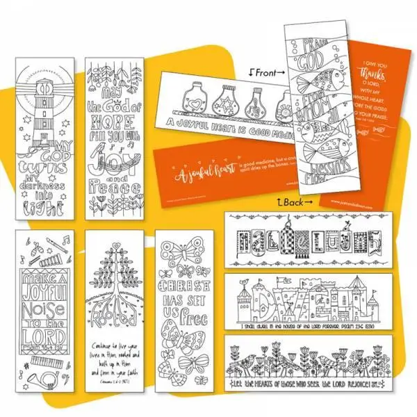 10 Images of Joy Colouring bookmarks