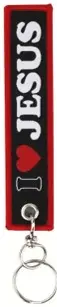 Keyring Polyester I love Jesus